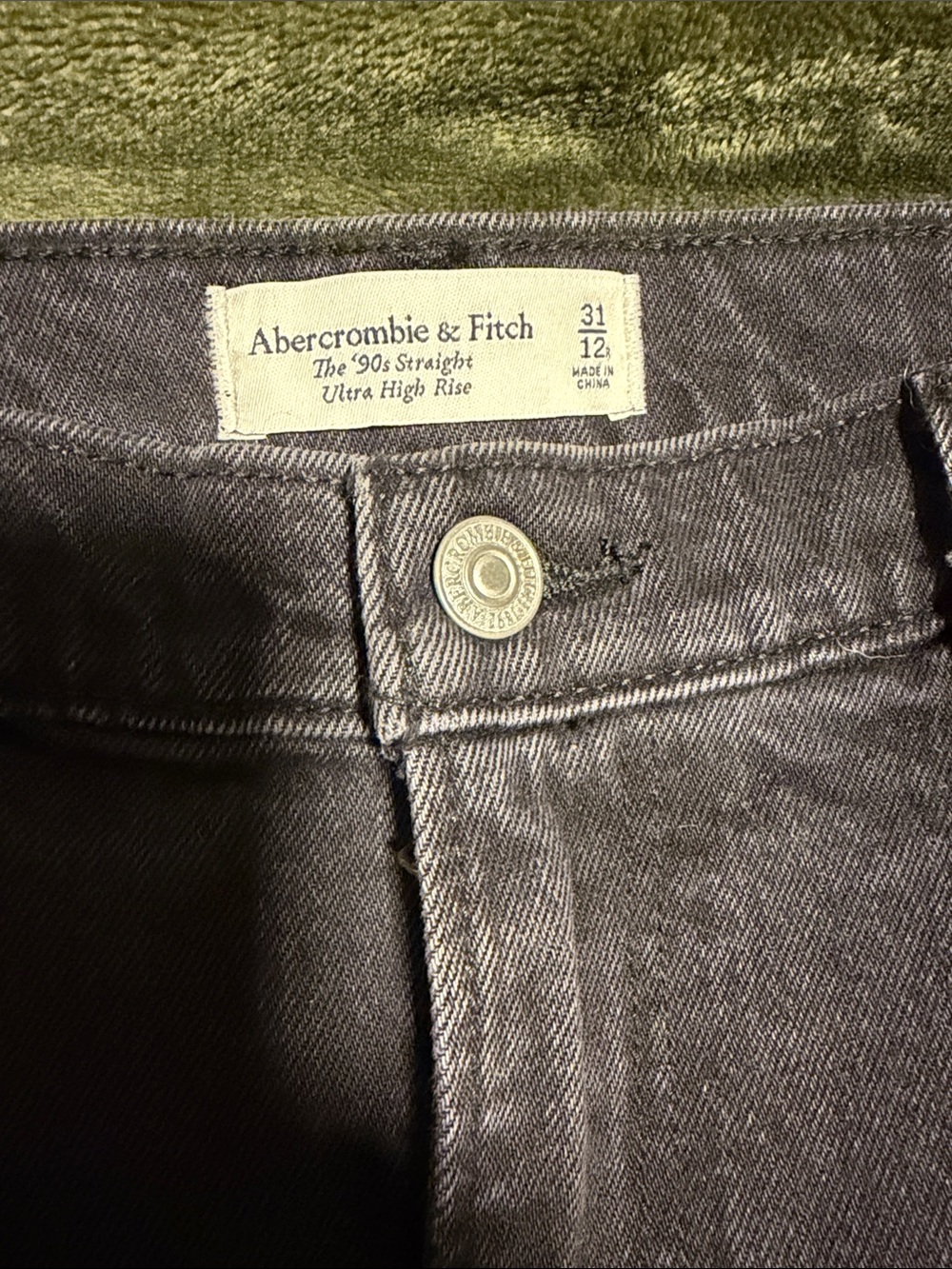 Abercrombie & Fitch Black Two-Tone Faux Leather Straight Leg Jeans - Picture 2 of 4